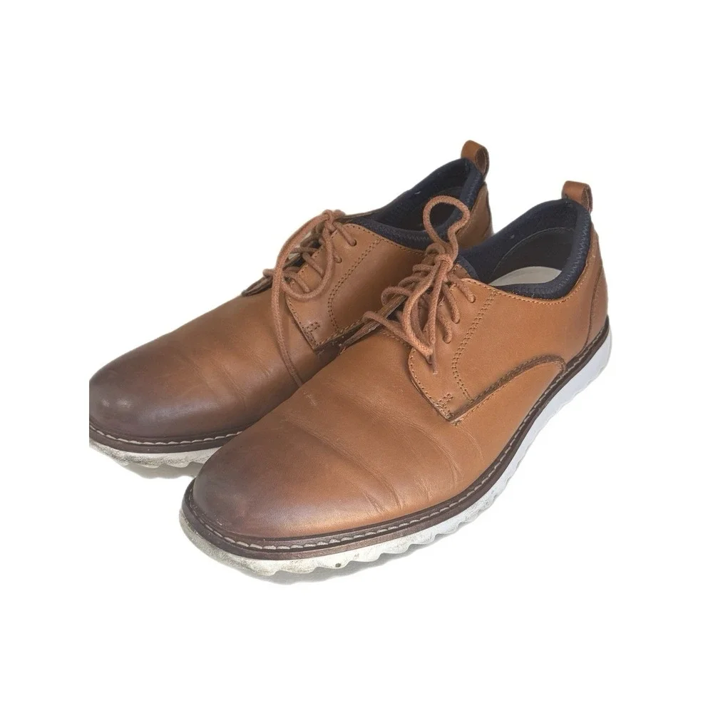 JOHNSTON & MURPHY DRESS SHOES MEN'S 9.5M DUNCAN PLAIN TOE‎ TAN LEATHER 5910826